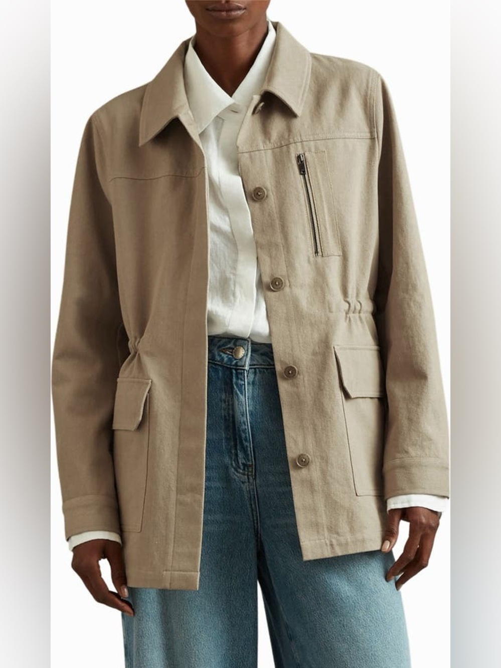 NWT Reiss Brooklyn Overshirt Cotton Utility Field Jacket Sz 10